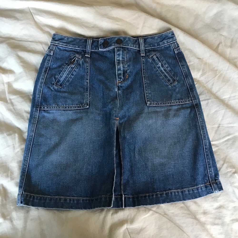 Y2K Vintage GAP jeans thick 100% cotton Denim Skirt 2 utility midi patch pockets